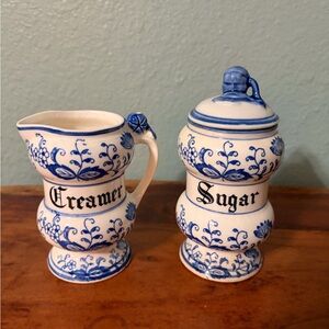 Blue Onion Creamer and Sugar Set